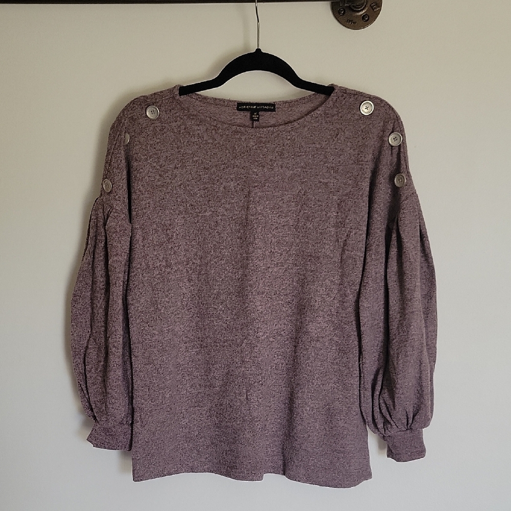 Cozy Mauve Purple Button-Detail Long-sleeve Shirt